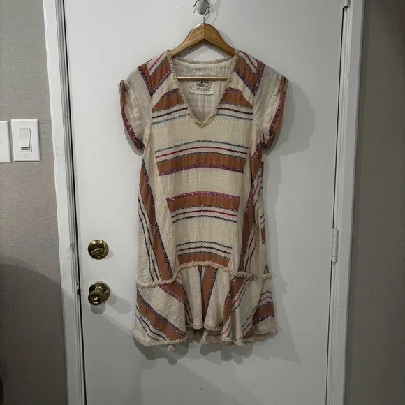 Anthropologie Holding Horses Size XSP Elira  Earth Tone Striped Tunic Dress - Picture 5 of 9